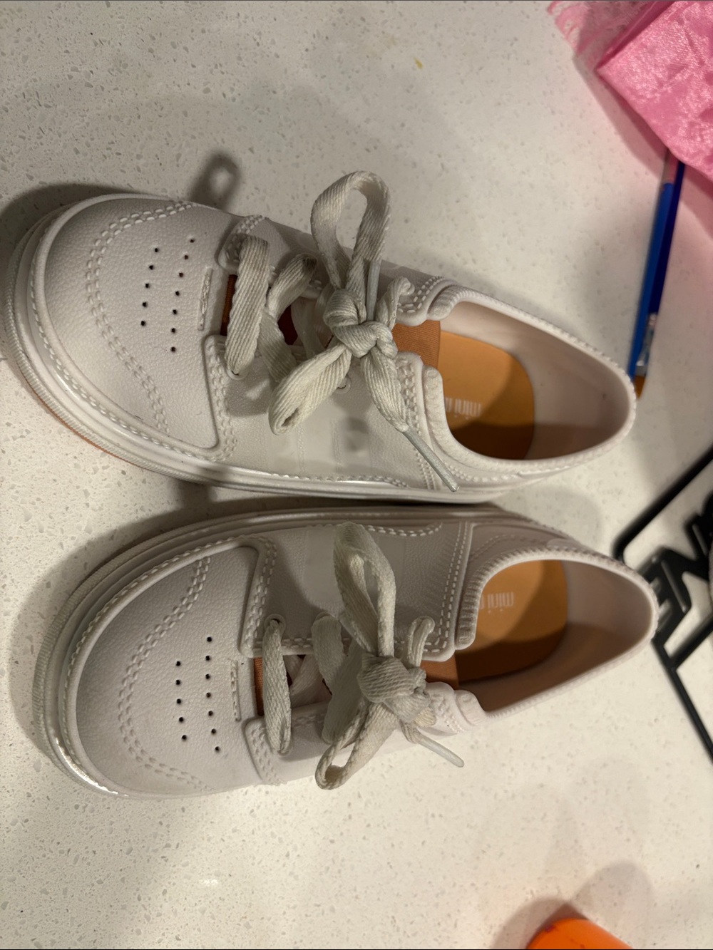 Mini Melissa White Kids Sneakers with Cream Insole